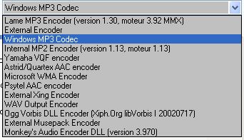 Les codecs disponibles